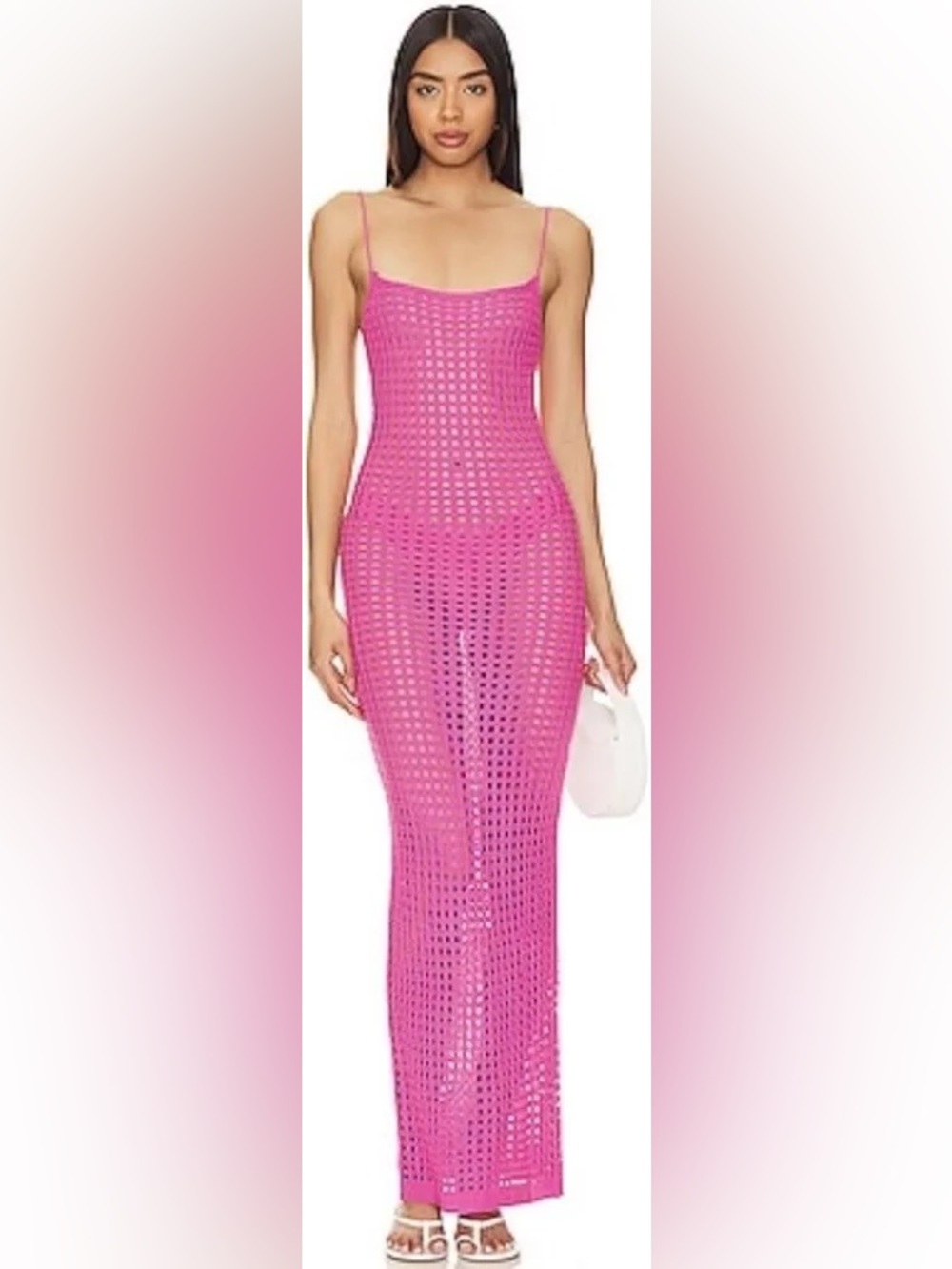 Superdown Winona Pink Crochet Maxi Dress size Medium